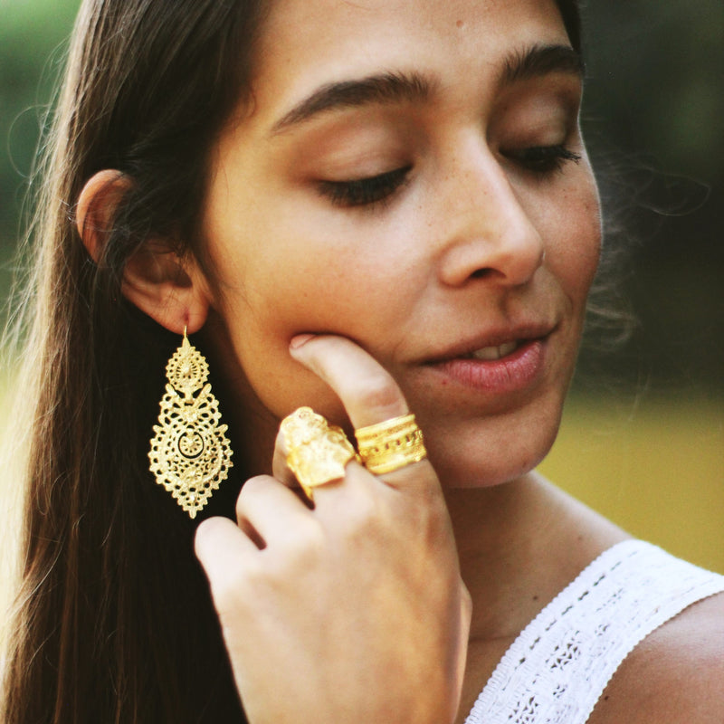 Queen Earrings L in Gold Plated Silver