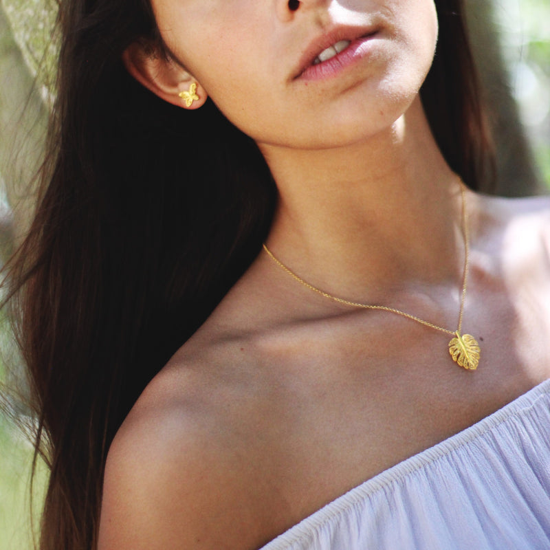 Earrings Butterfly in Gold Plated Silver