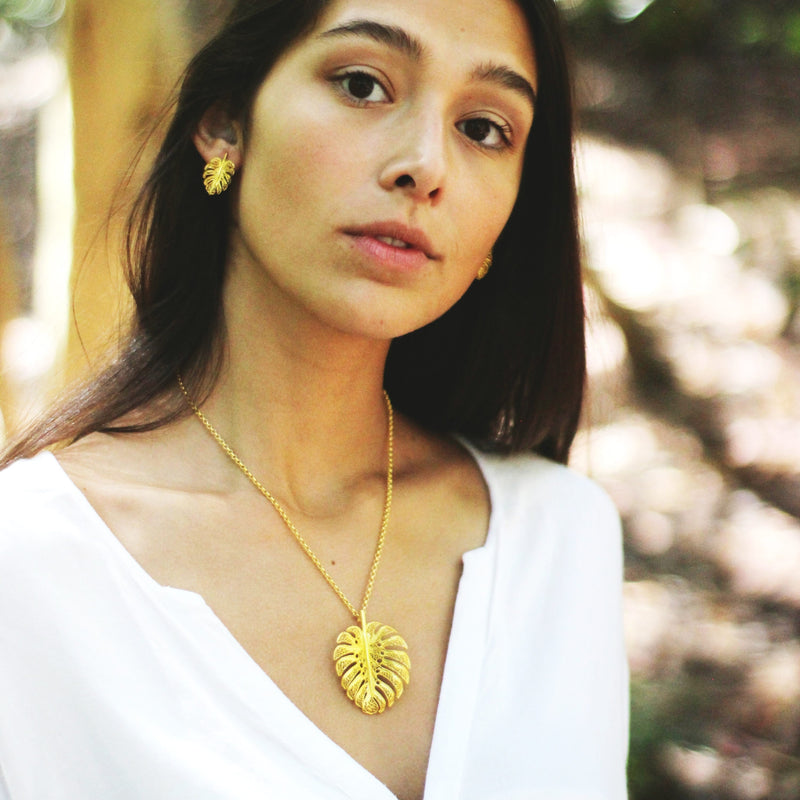 Necklace Monstera XL in Silver