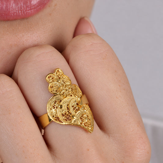 Anillo Corazón de Viana de Plata bañada en oro