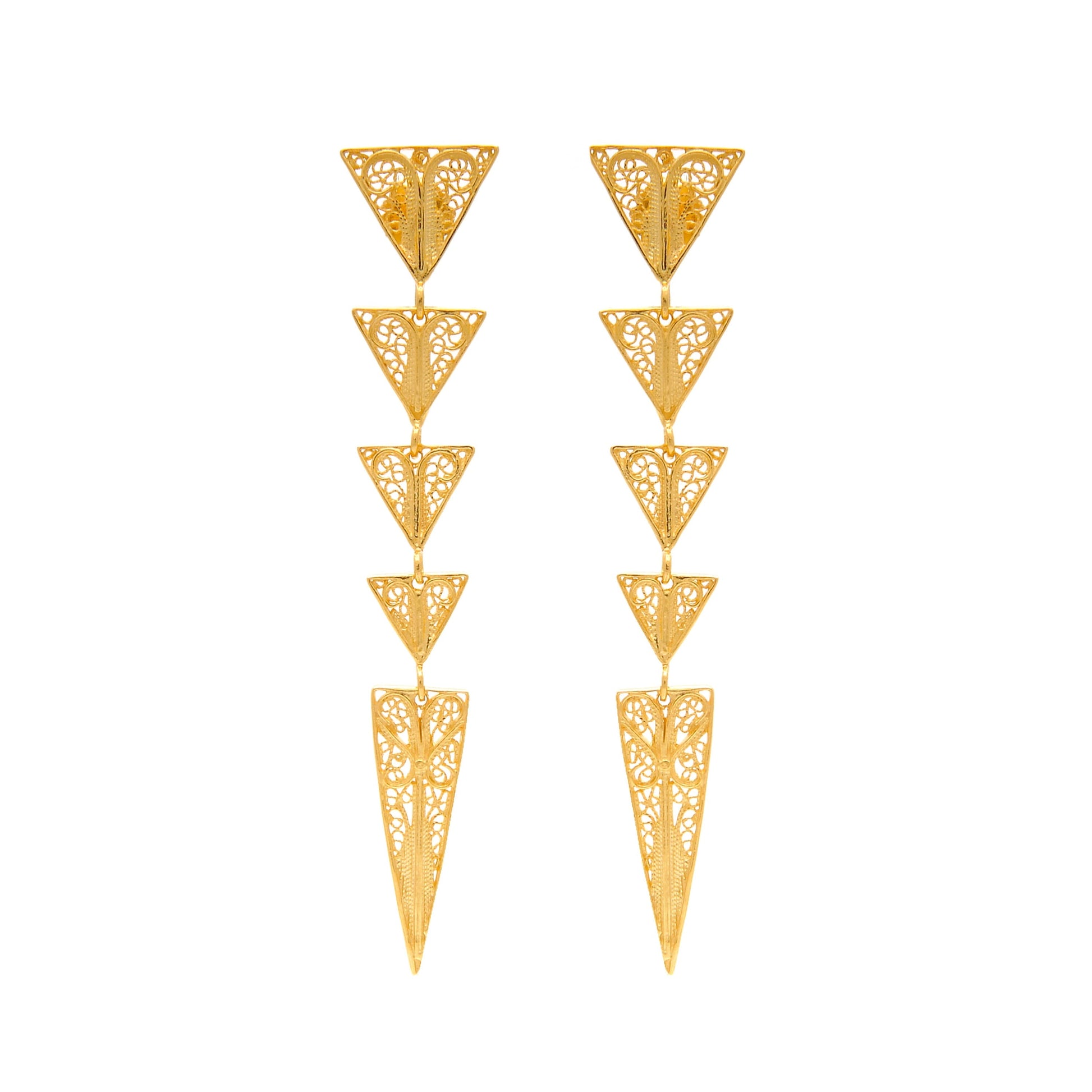Earrings Triangles in Gold Plated Silver