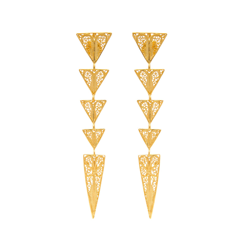Earrings Triangles in Gold Plated Silver