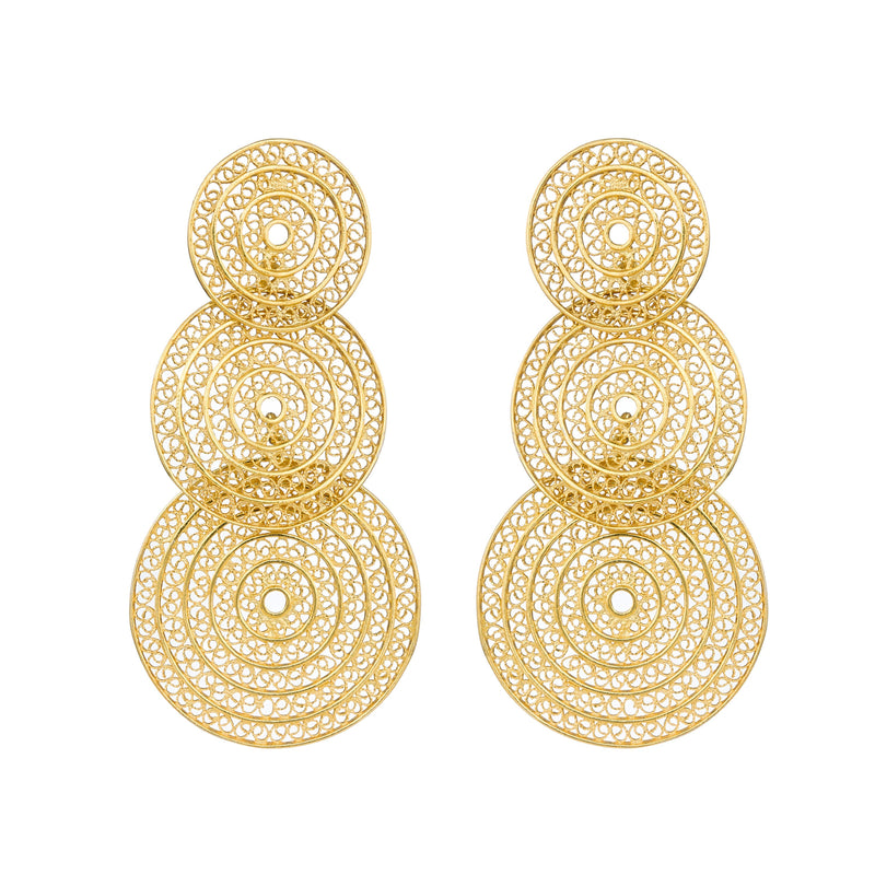 Earrings Three Circles in Gold Plated Silver