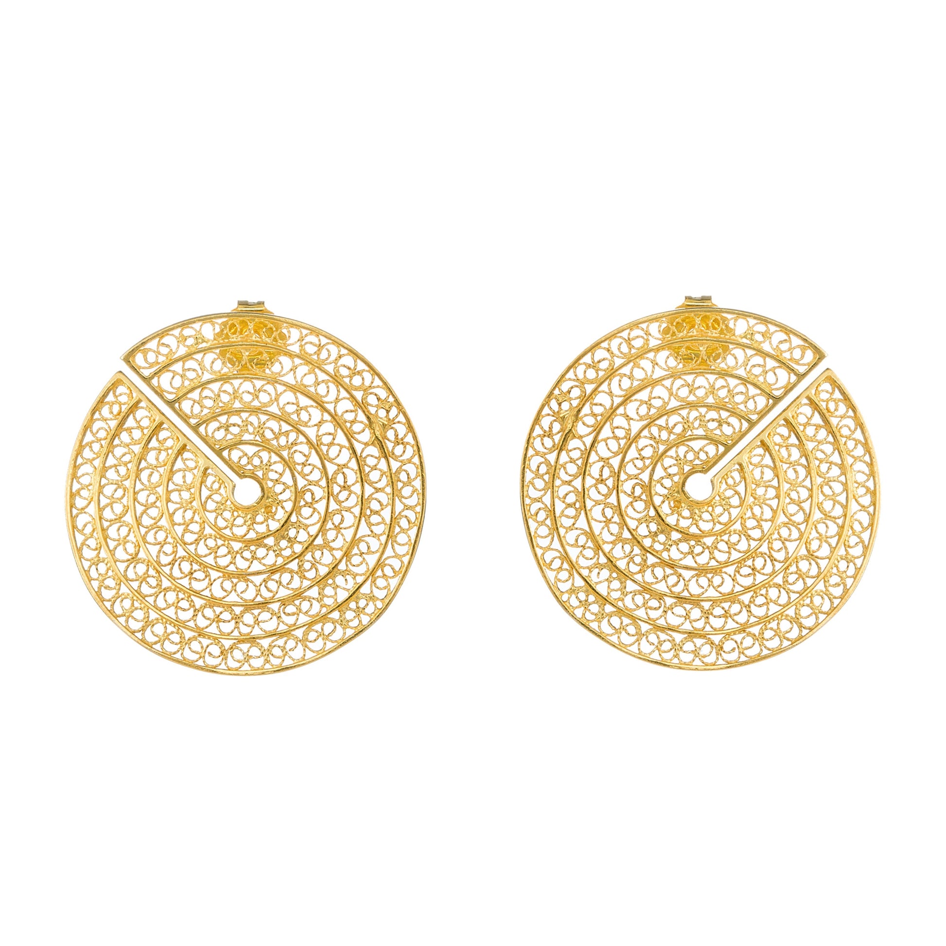 Earrings Cut Circles in Gold Plated Silver