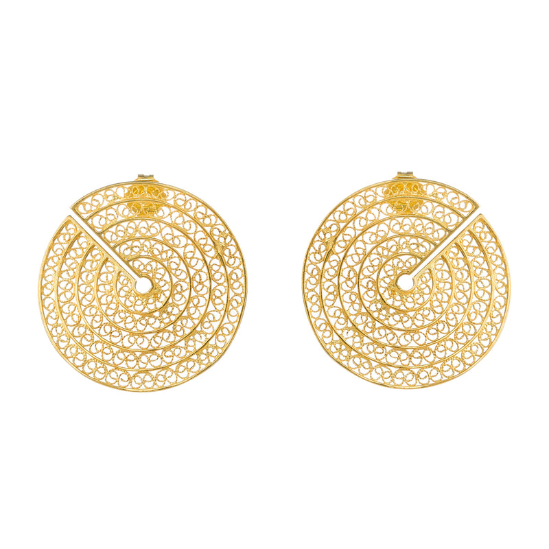 Earrings Cut Circles in Gold Plated Silver