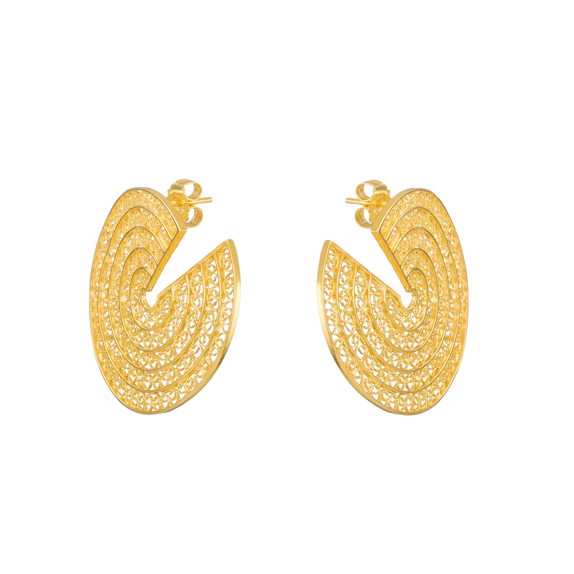 Earrings Cut Circles in Gold Plated Silver