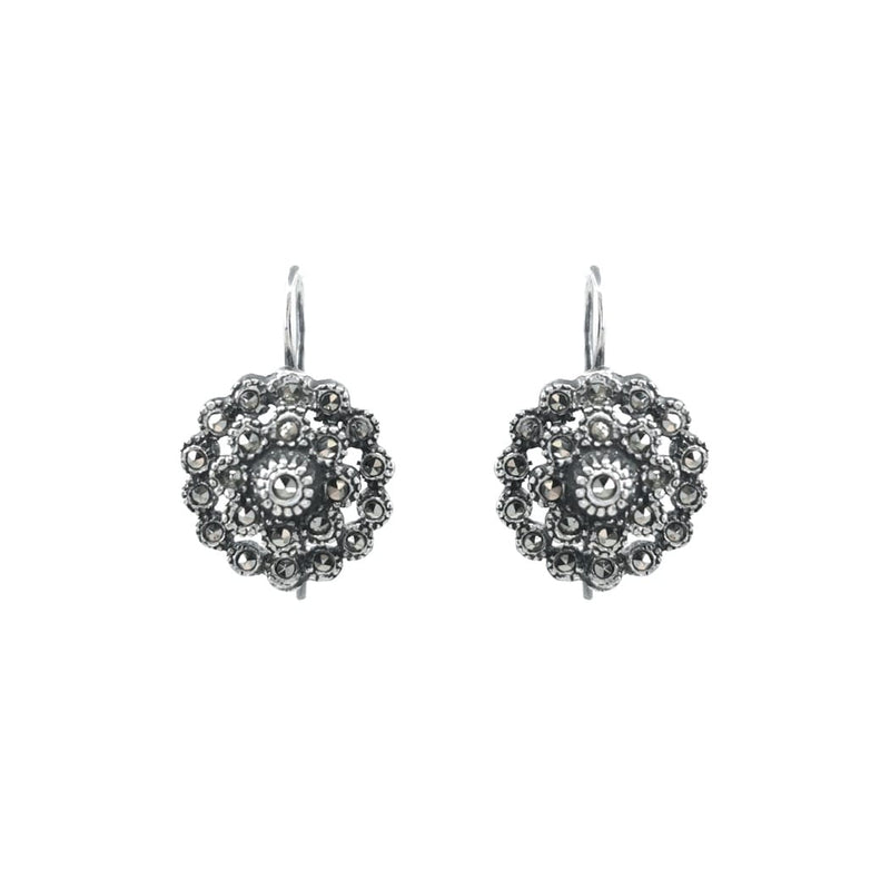 Earrings Pinecone of Marcasites in Silver