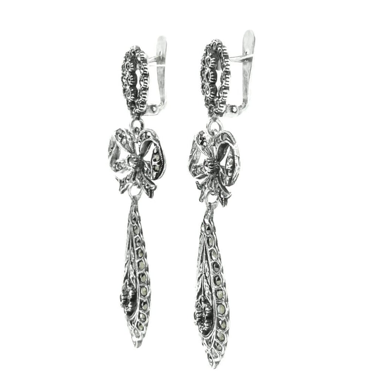 King Earrings of Marcasites in Silver