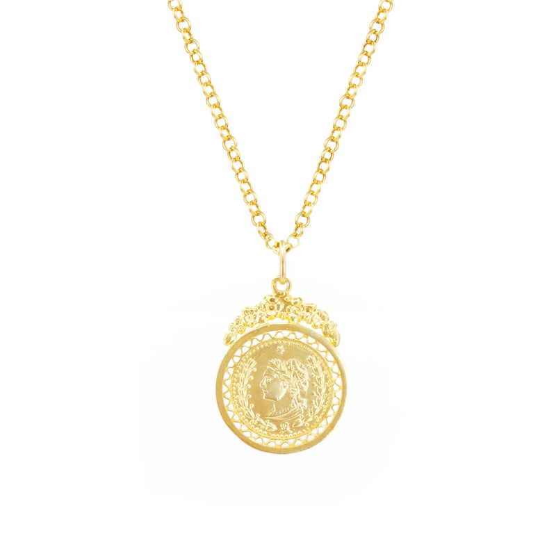 Necklace Coin in Gold Plated Silver