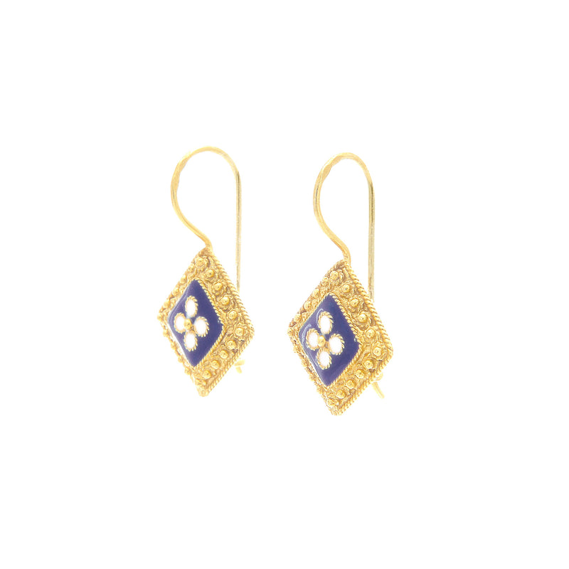 Earrings Rhomb Caramujo in Gold Plated Silver