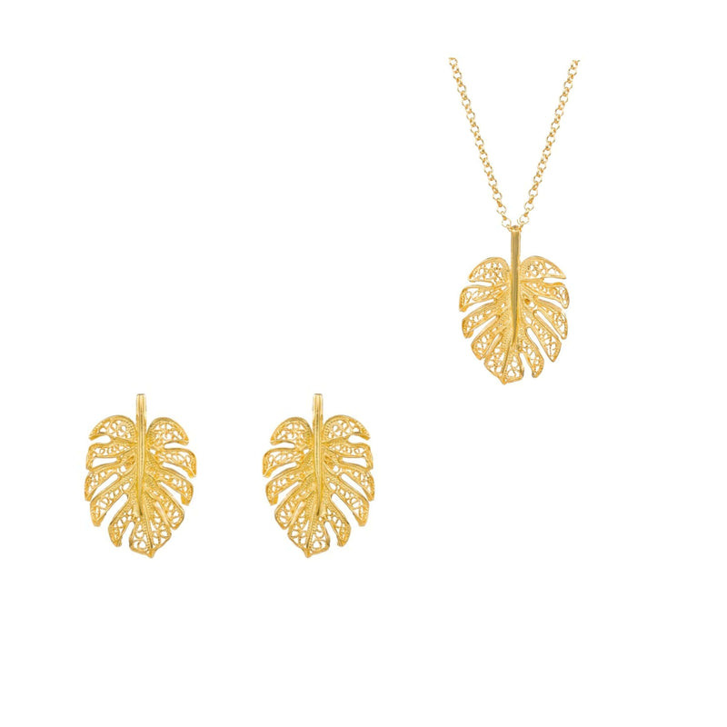 Set Monstera in Gold Plated Silver