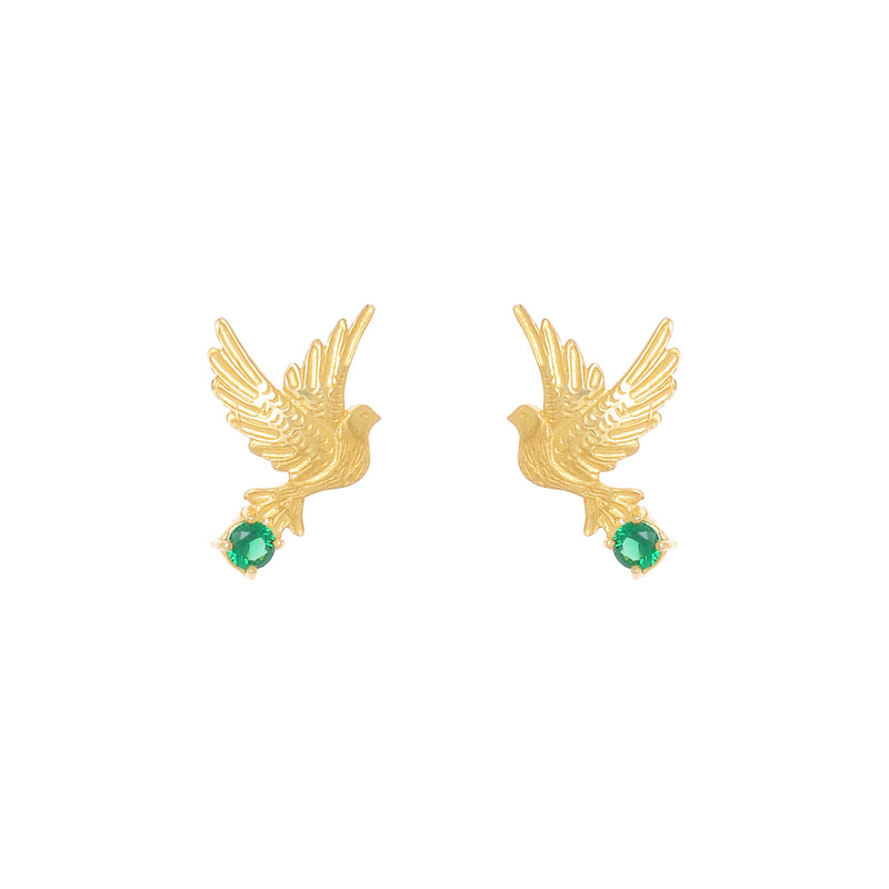 Earrings Dove Green in Gold Plated Silver