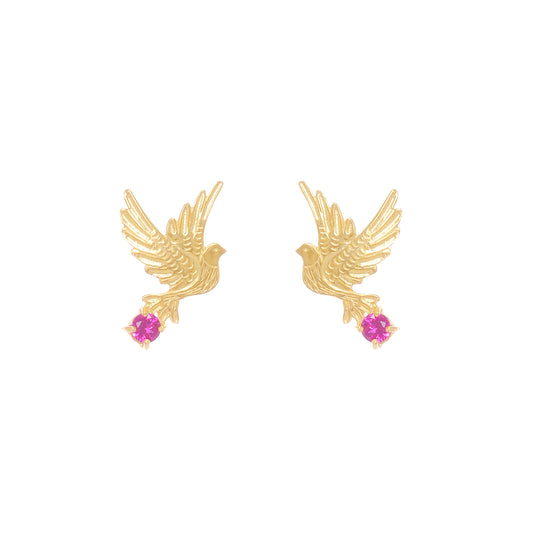 Earrings Dove Red in Gold Plated Silver