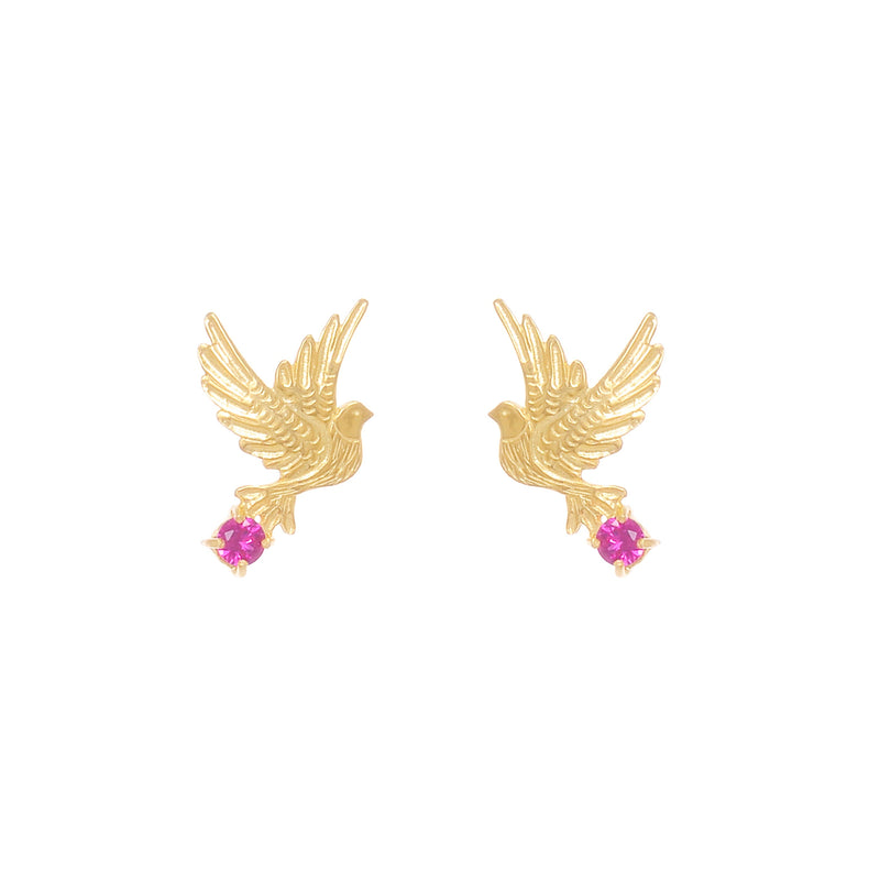 Earrings Dove Red in Gold Plated Silver