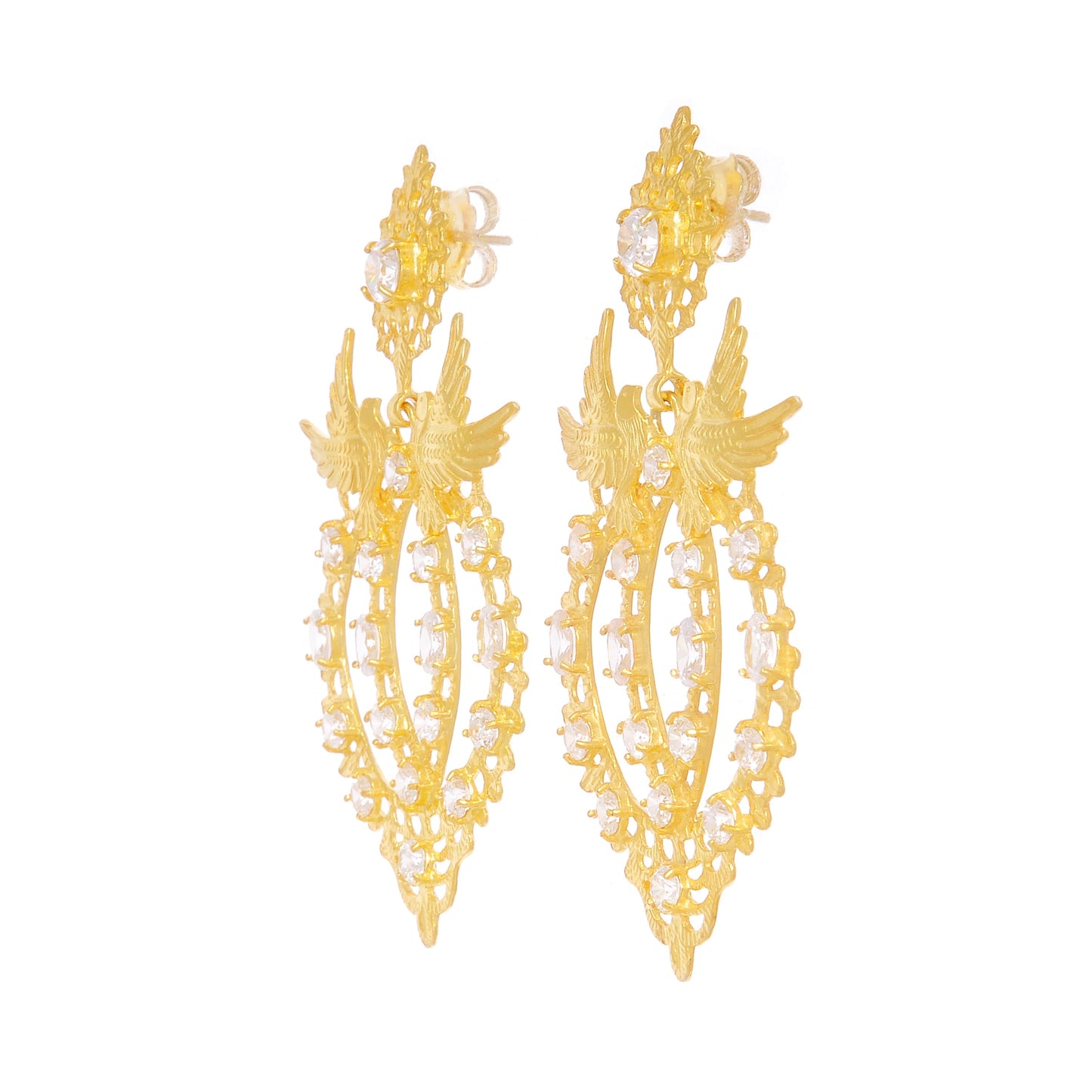 Earrings Queen Dove in Gold Plated Silver