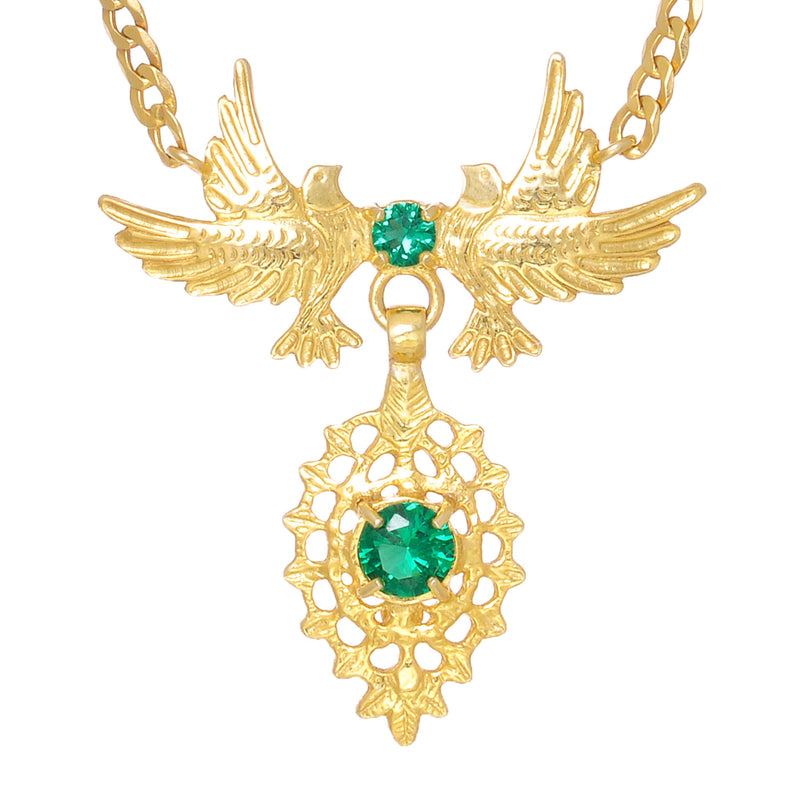 Necklace Queen Dove Green in Golden Plated Silver