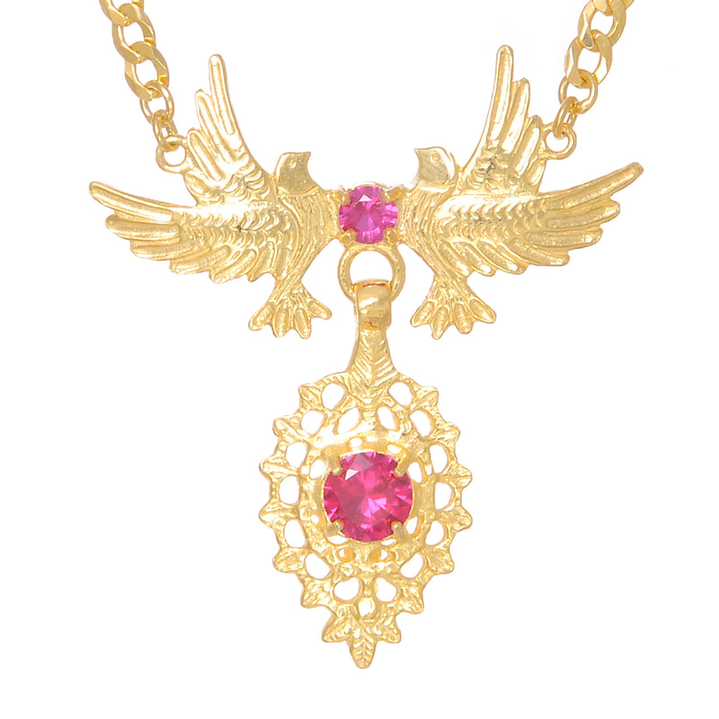 Necklace Queen Dove Red in Golden Plated Silver