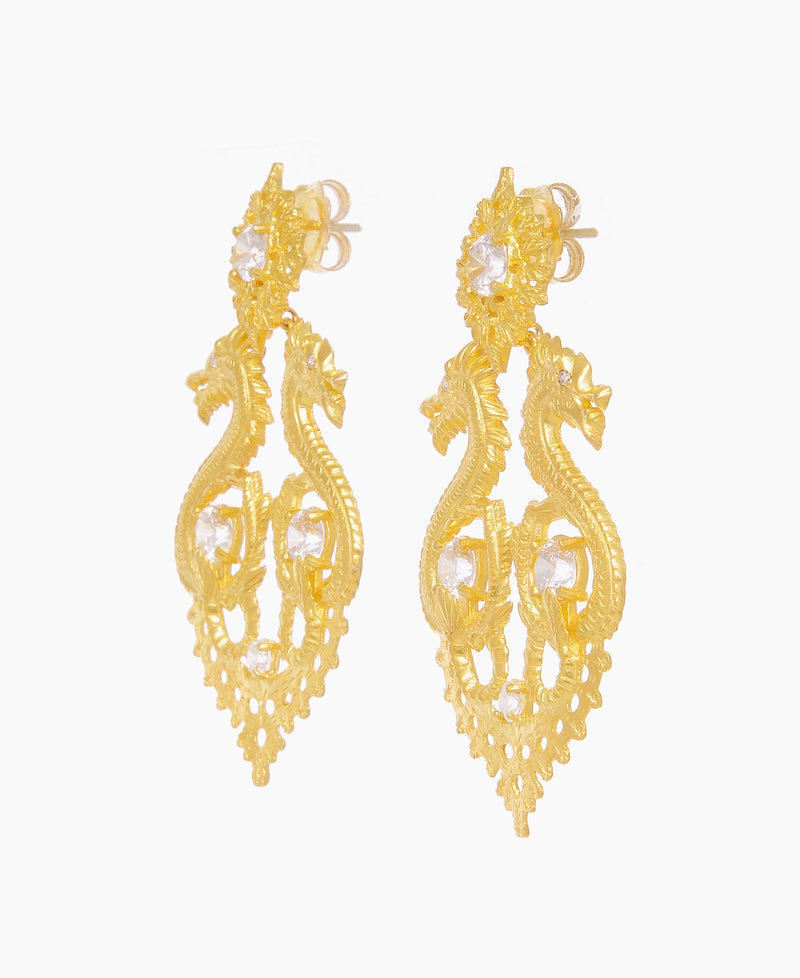 Earrings Queen Dragon XL in Gold Plated Silver