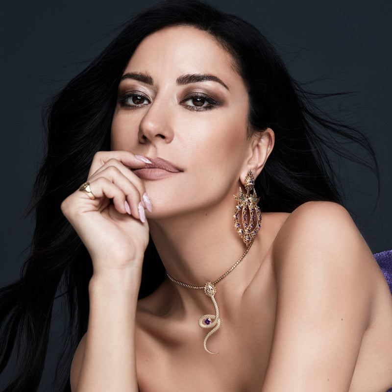 Necklace Snake Zirconia in Gold Plated Silver