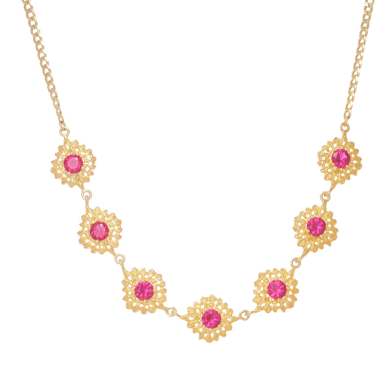 Necklace Choker Queen Red in Gold Plated Silver