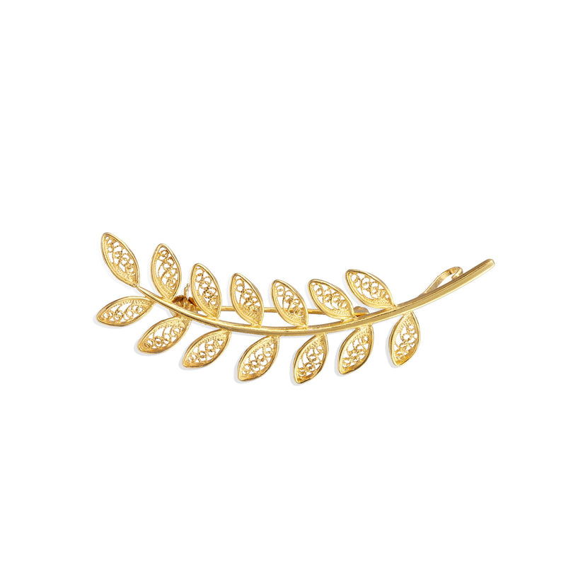 Brooch Leaves in Gold Plated Silver