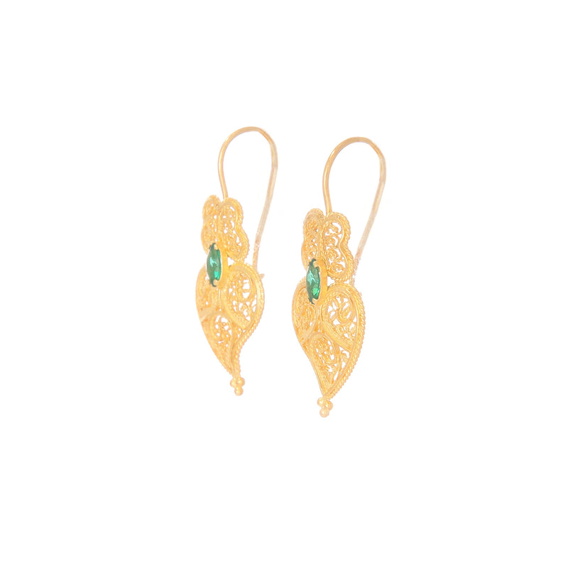 Earrings Heart of Viana Green in Gold Plated Silver