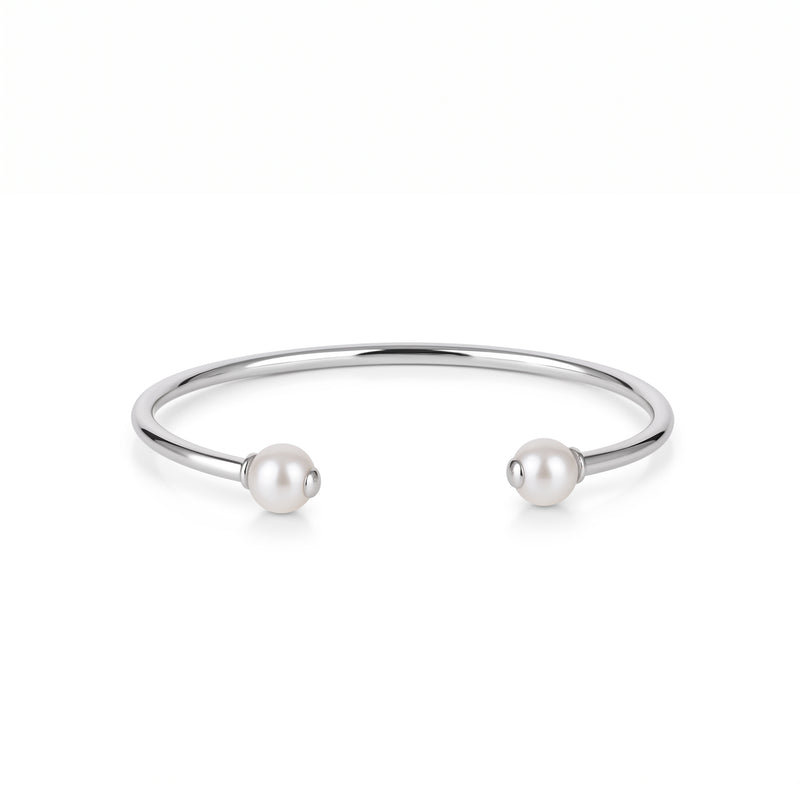 Bracelet Bangle in Silver with Pearls