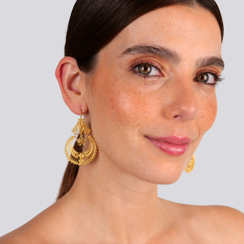Earrings Arrecadas Ciclo in Gold Plated Silver