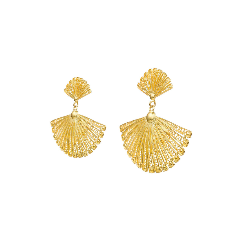 Earrings Fan in Gold Plated Silver