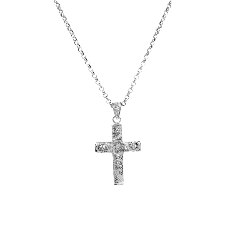 Necklace Cross Filigree in Silver