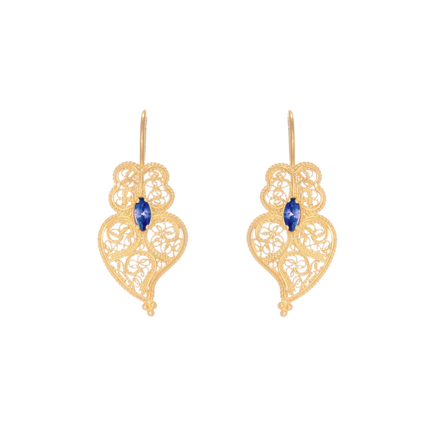 Earrings Heart of Viana Blue in Gold Plated Silver