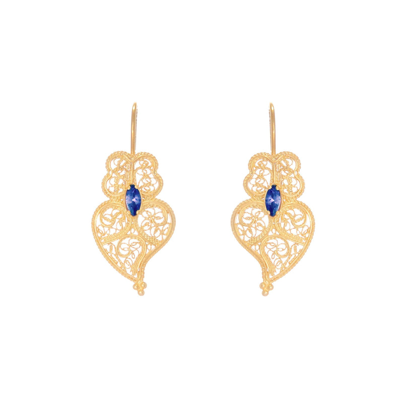 Earrings Heart of Viana Blue in Gold Plated Silver