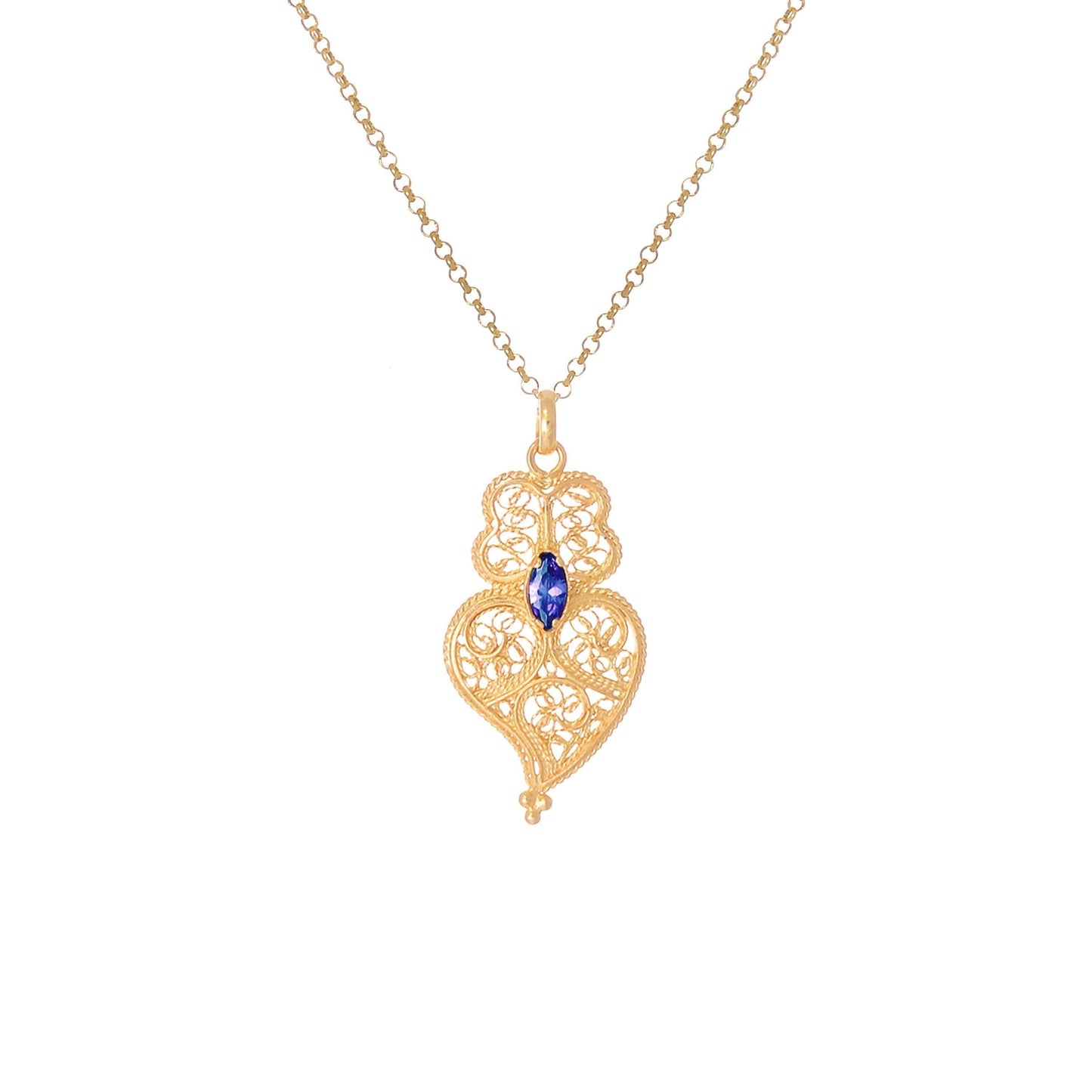 Necklace Heart of Viana Blue in Gold Plated Silver