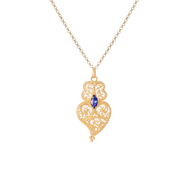 Necklace Heart of Viana Blue in Gold Plated Silver