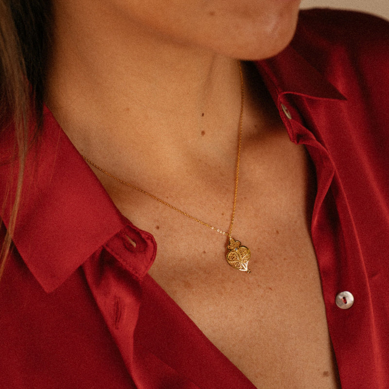 Necklace Heart Full in 19,2Kt Gold and Diamond