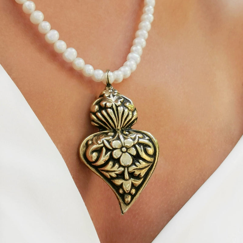 Pendant Baroque Heart of Viana in Gold Plated Silver