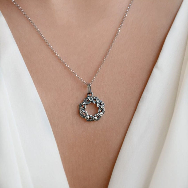 Necklace Crown Marcasites in Silver