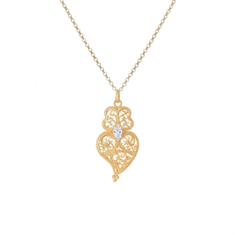 Necklace Heart of Viana Clear in Gold Plated Silver
