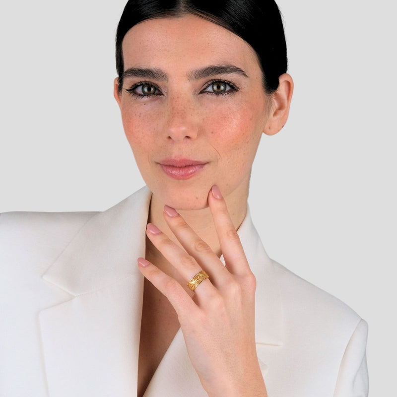 Bague Alliance Filigrane en Argent Plaqué Or