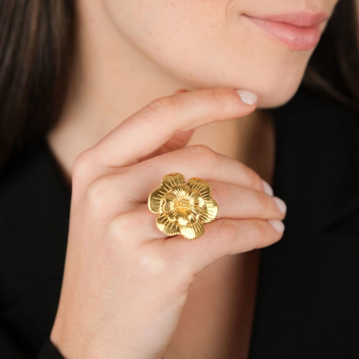 Bague la Fleur d'Amália s'en Va en Argent Plaqué Or