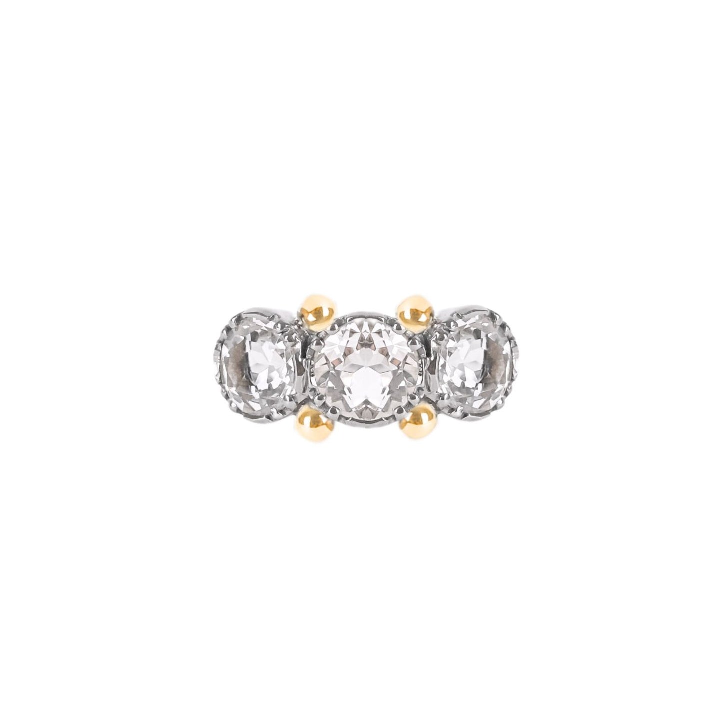 Ring Trio Rock Crystal in Silver and Gold