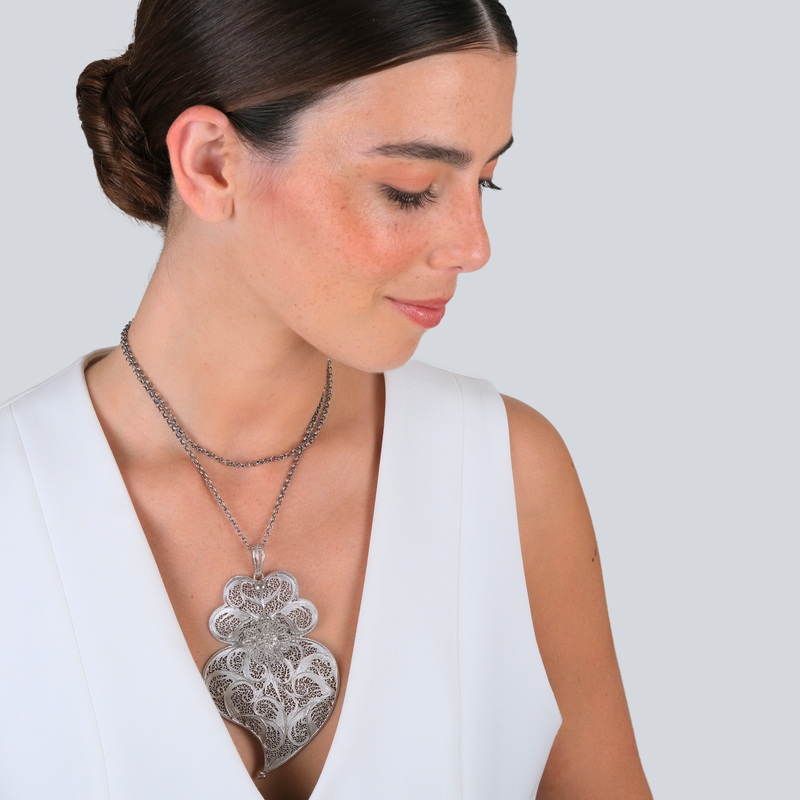 Necklace Heart of Viana XL in Silver