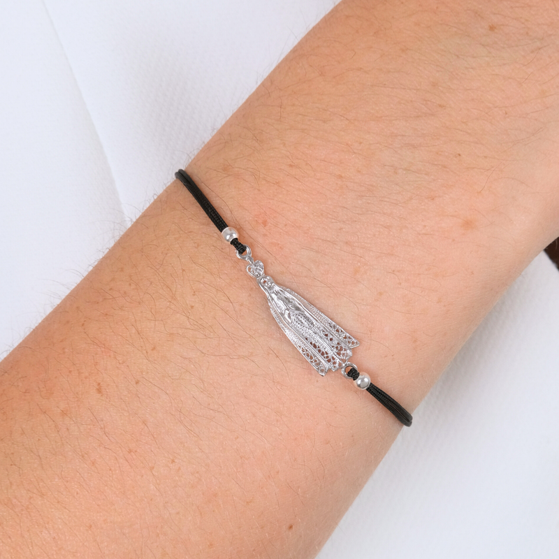 Pulseira Nossa Senhora de Fátima em Prata com Fio