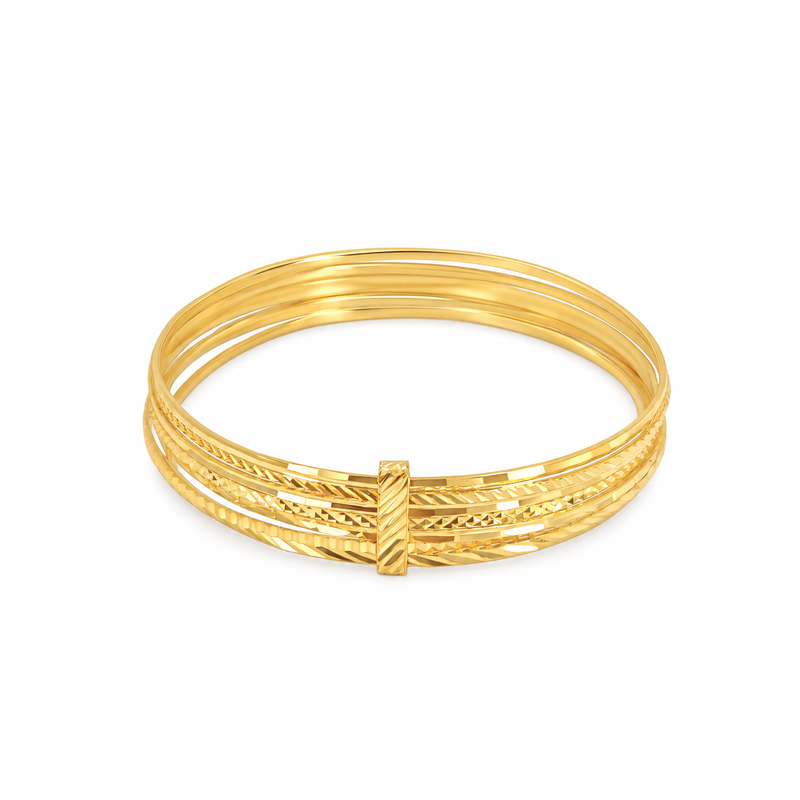 Bracelet Sept Joncs en Argent Plaqué Or