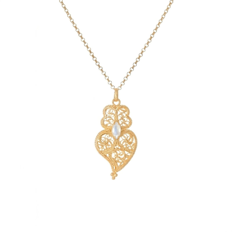 Collar Corazón de Viana Blanco de Plata Bañada en Oro