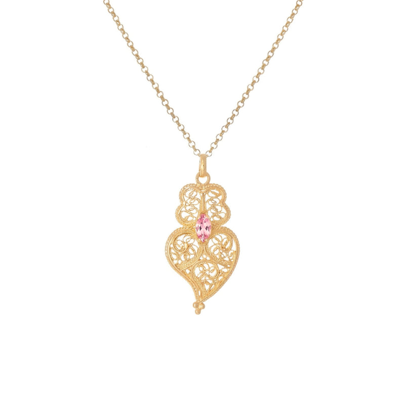 Necklace Heart of Viana Pink in Gold Plated Silver