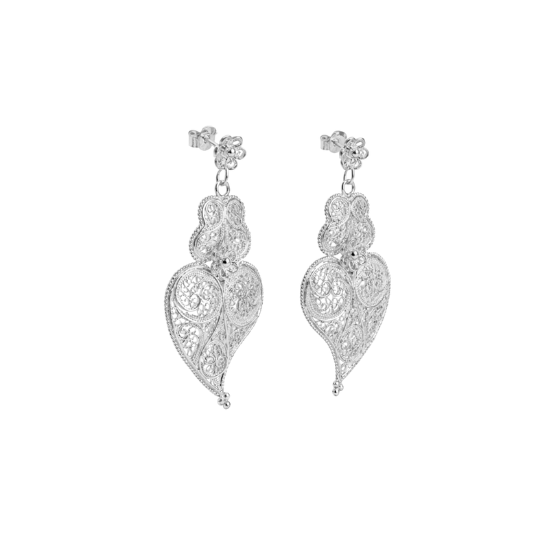 Brincos Coração de Viana Ciclo em Prata