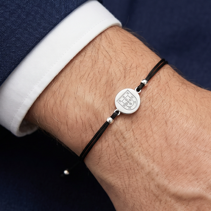 Pulsera Escudo de Plata con Cordón