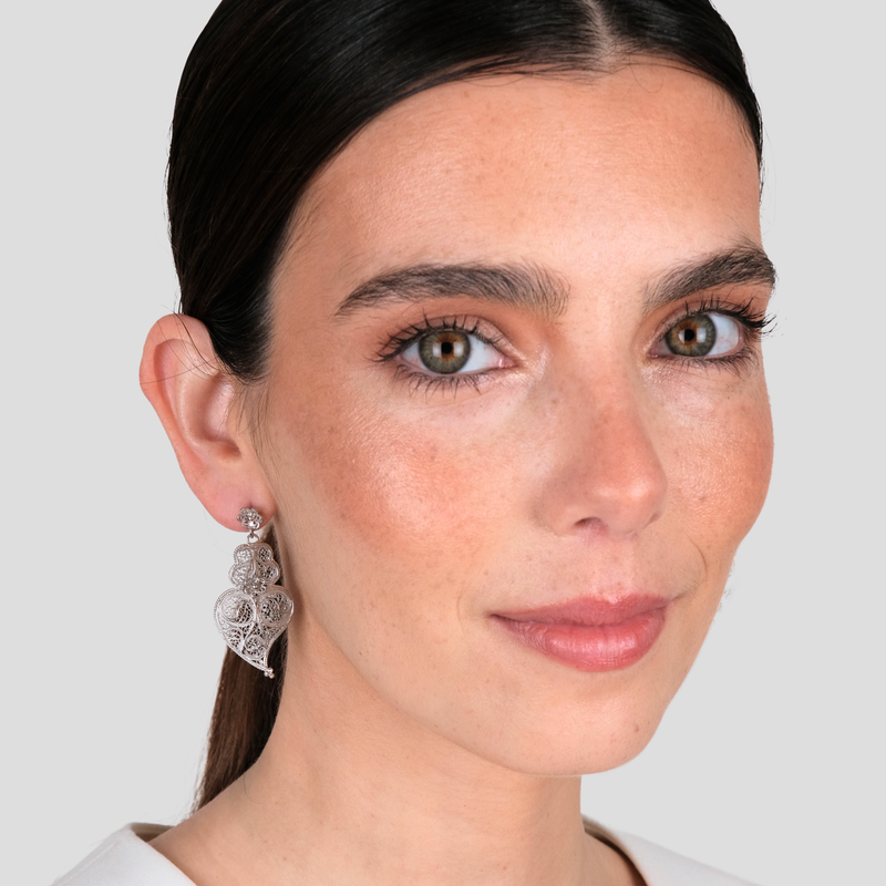 Brincos Coração de Viana Ciclo L em Prata