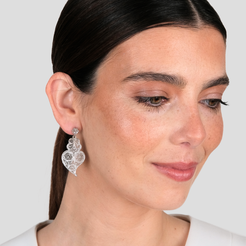 Brincos Coração de Viana Ciclo L em Prata